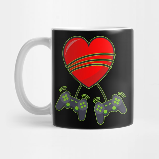 Video Gamer Heart Controllers Valentines Day Boys Girls Kids by Neldy